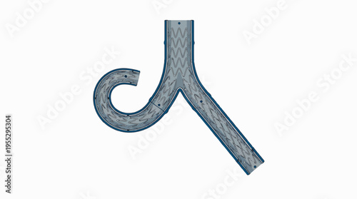 Stylized illustration of a bifurcating artery with a stent, on a white background.