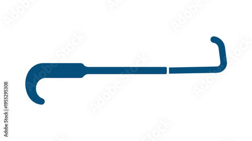 A dark blue, stylized illustration of a lock pick tool with a curved pick and a distinct handle.