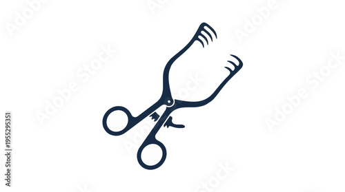 A surgical retractor, designed with interlocking jaws for holding open incisions during medical procedures, is depicted against a white background.