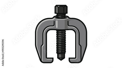 A metal bearing puller tool with a screw mechanism and two jaws for removing bearings from shafts.