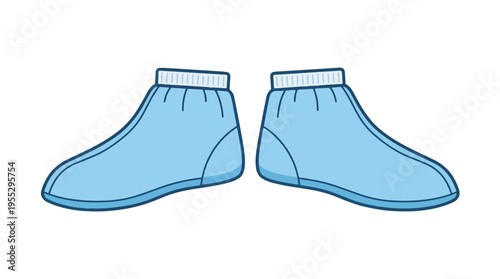 A pair of light blue shoe covers with elastic cuffs, designed for protection and hygiene.