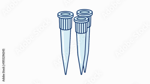 An illustration of three light blue conical microcentrifuge tubes with dark blue caps, commonly used in scientific laboratories for sample processing and storage.