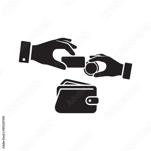 A person is handing over a wallet and money to another person