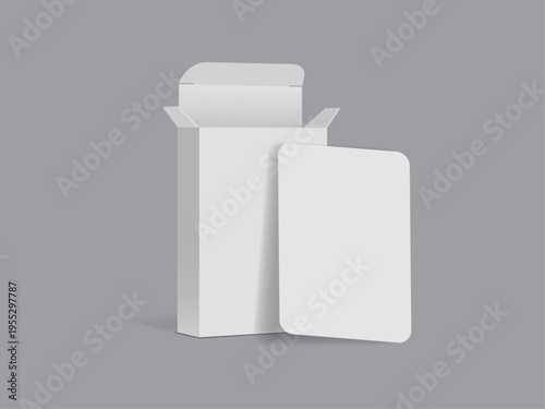 Blank playing card mockup in a box vector illustration for branding