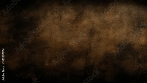 A dark aged vintage wallpaper design featuring a rough dirty wall texture with a brown grunge paint pattern on antique parchment surface