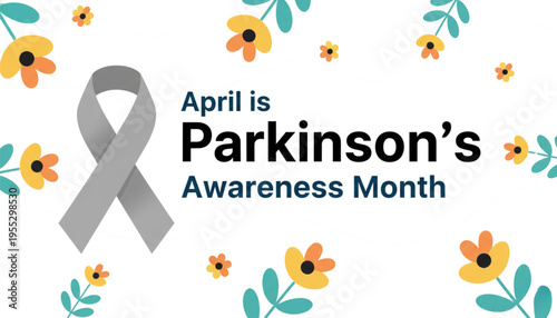 April Parkinson's Awareness Month Gray Ribbon Support Hope for Patients and Families