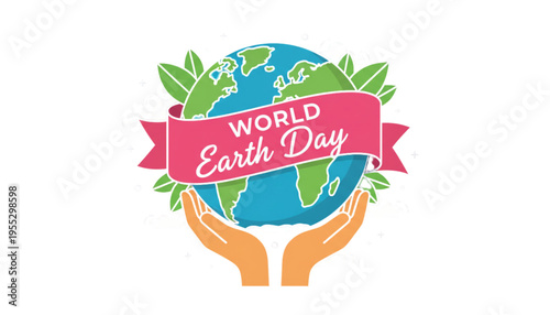 Caring Hands Hold Earth Globe with Green Leaves, World Earth Day Celebration, Eco-Friendly Awareness, Sustainable Future,
