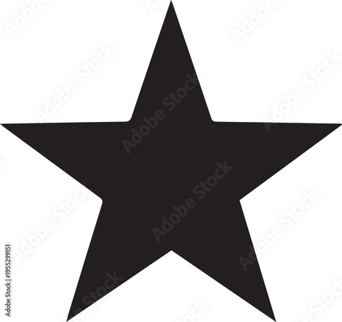 Black silhouette of a simple five-pointed star on transparent background vector illustration