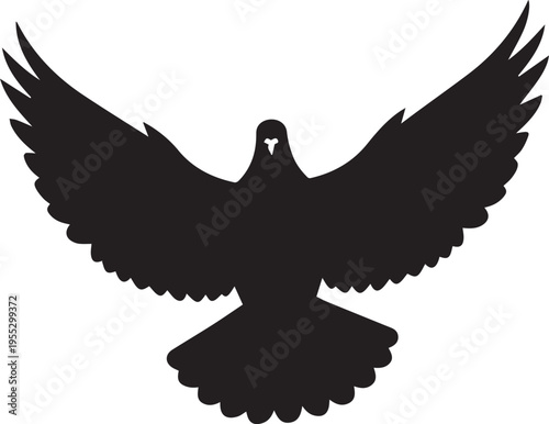 Flying dove vector silhouette illustration as symbol of peace and freedom for global unity