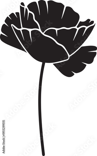 Poppy flower vector silhouette illustration representing remembrance day and veteran honor