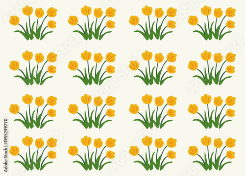 seamless background with flowers: the yellow blossom tulips pattern 