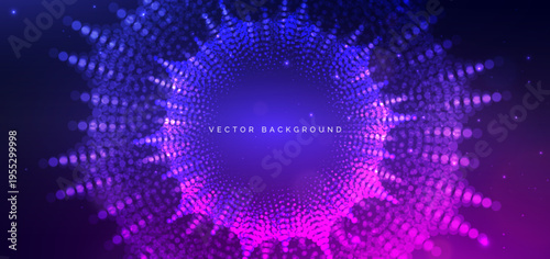 Technology futuristic dot blue and purple glowing background.