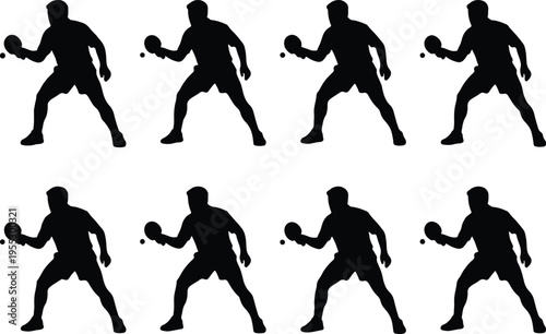 Pattern of a table tennis player in action, serving or hitting a ball, symbolizing sports, fitness, recreation, and active lifestyle.