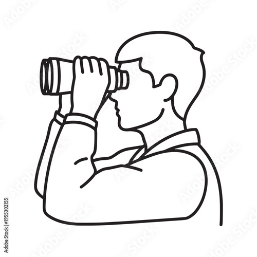 man drinking water from reusable bottle sketch style illustration