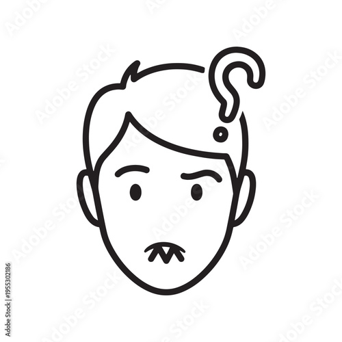 confused cartoon character with question mark thinking expression isolated