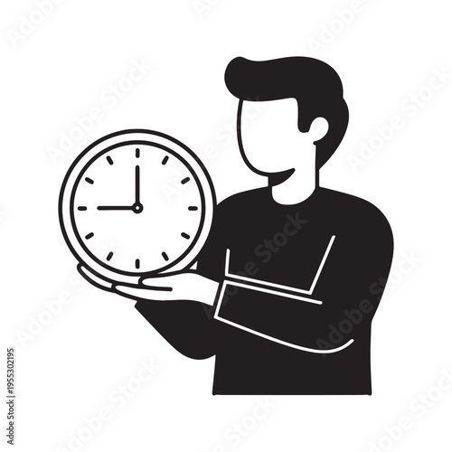 Business professional holding clock symbolizing time management and efficiency