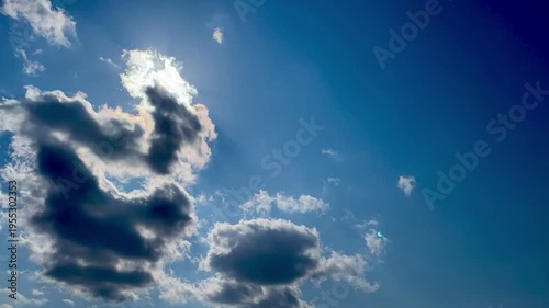 青空と雲と太陽の変化　タイムラプス