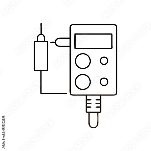 A simple line art illustration of a digital multimeter on transparent background