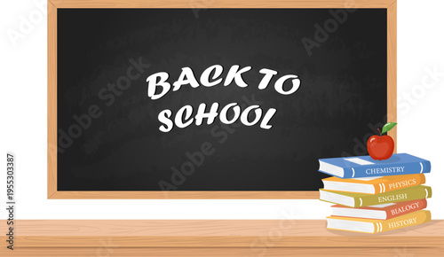 School background. black board with hand-drawn chalk school supplies