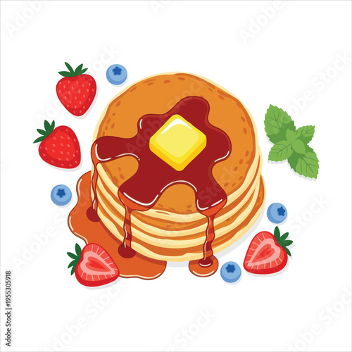 Illustration of Pancakes dessert food