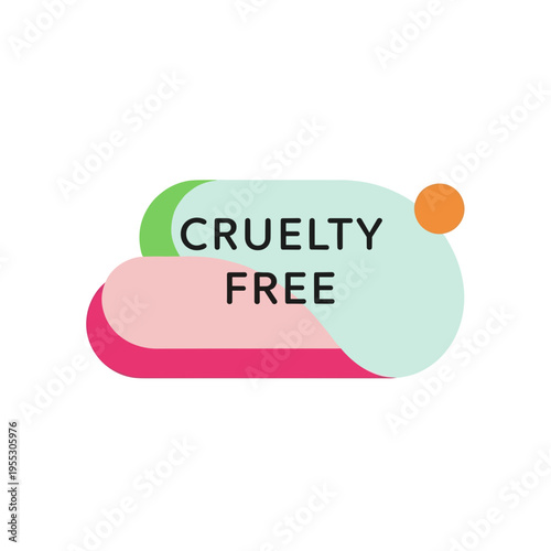 Cruelty free label design with colorful abstract shapes on a transparent background  