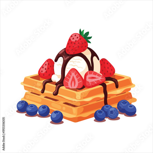 Illustration of dessert food Waffles