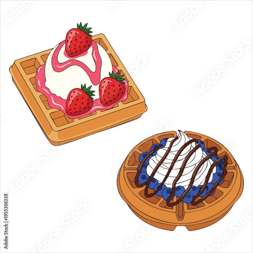Illustration of dessert food Waffles