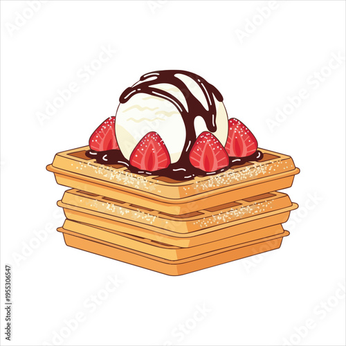 Illustration of dessert food Waffles