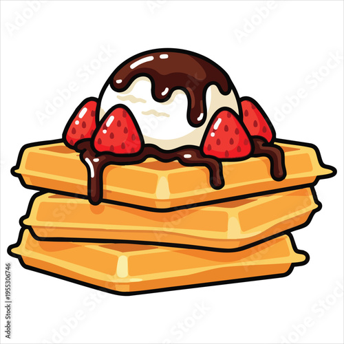 Illustration of dessert food Waffles