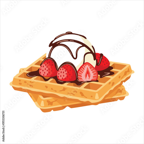Illustration of dessert food Waffles