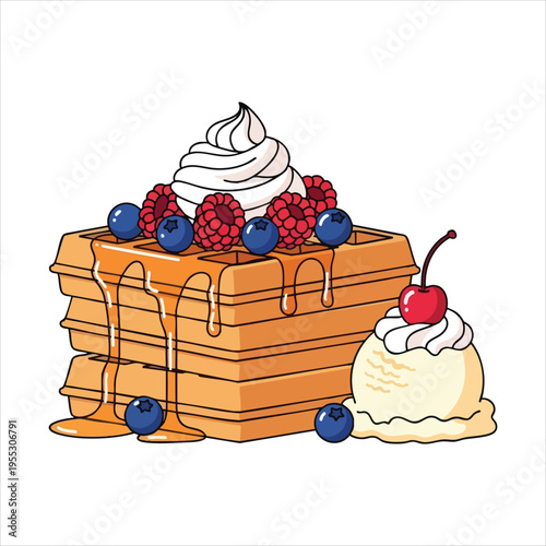 Illustration of dessert food Waffles