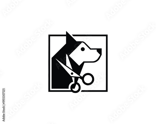 Dog Grooming Scissors Logo Service Pet Care Symbol Cleanliness Business Veterinary