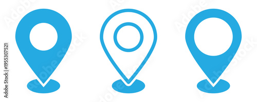 Map location marker icon blue vector. Blue map location marker icon in scalable vector format. Perfect for travel websites, route maps, geolocation apps, and interface design. vector illustration.
