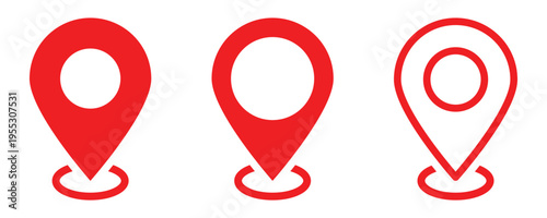 Navigation map pin icon red vector design . Clean navigation map pin icon illustration in red. Ideal for wayfinding systems, map graphics, travel platforms, and digital UI projects. Vector . Eps10