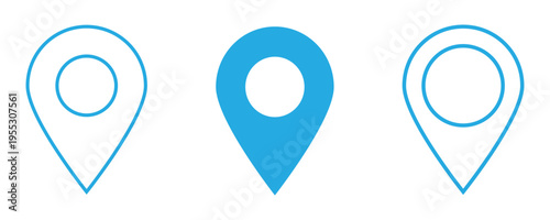Map location marker icon blue vector. Blue map location marker icon in scalable vector format. Perfect for travel websites, route maps, geolocation apps, and interface design. vector illustration.