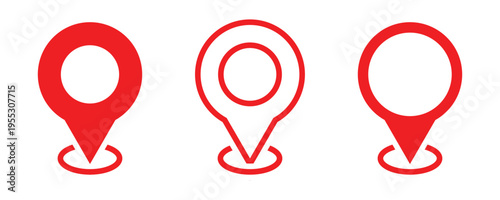 Red location pin icon navigation sign. Location pointer icon symbol in flat style. Location pin icon  collection featuring vector graphics for maps, navigation, GPS tracking. Vector 