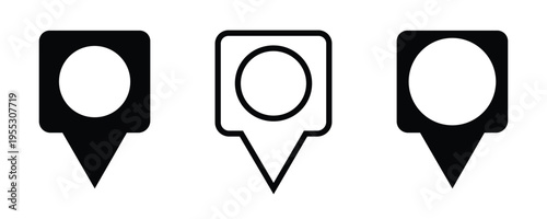 Set of location map pin icons. Map marker pointer icon. Location icon set use for map, pin, navigation, distance, direction and address symbols in solid vector style. Vector illustration. Eps10