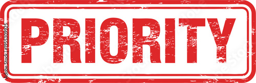 Red Priority Rubber Stamp - Urgent Business Notice with Retro Grunge Effect for Marketing, Commerce, Administration, Logistics and Important Communications