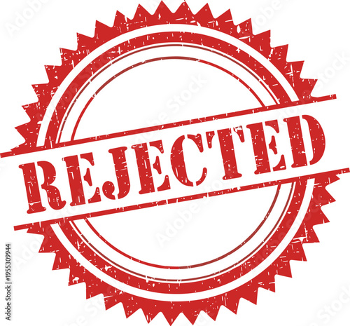 Red Rejected Stamp Impression on White Backdrop: Indicating Denial, Refusal and Invalidation in Business and Legal Contexts for Documents and Applications