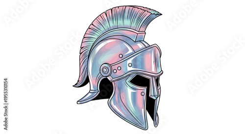 Ancient Greek Warrior Helmet Illustration.