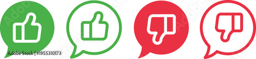 Sleek thumbs up and thumbs down silhouette vector for review ratings.