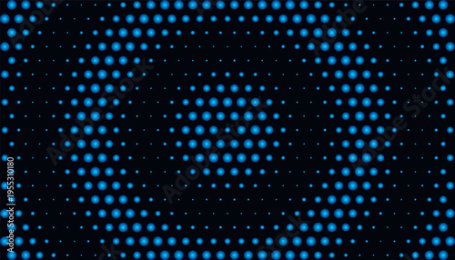 Abstract digital halftone dots pattern vector wave background with blue gradient