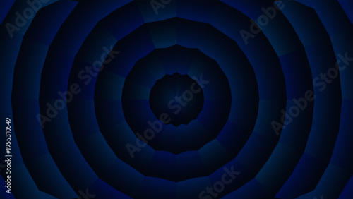 Abstract Circular Geometric Shapes Wave Vector Background with Deep Blue Gradient
