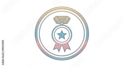 Medal Icon with Star and Ribbon.
