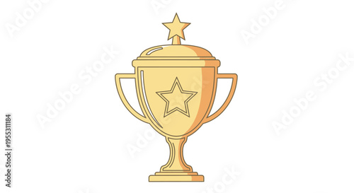 Golden trophy cup with star.