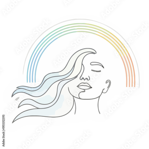 Line Art Face Looking Upward Representing Hope and Optimism | Hope Sticker Symbolizing Aspiration, Positivity, and Forward Thinking | Minimalist Face Outline Emblem Illustrating Faith, Vision