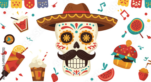 Watercolor dia de muertos skulls