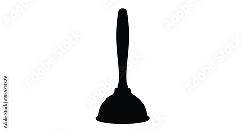 A black silhouette of a plunger against a white background silhouette