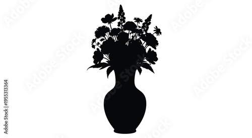 Black floral arrangement in a vase a striking dark silhouette