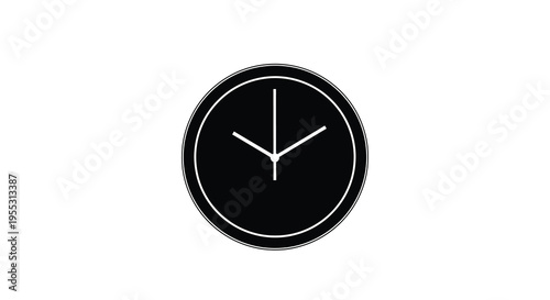 Simple wall clock displaying ten past twelve black silhouette